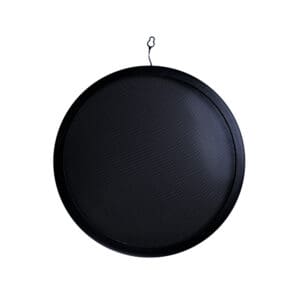 Round black splatter screen with hook.