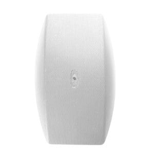 White speaker with a perforated grill.