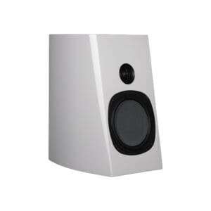 White audio speaker with two drivers.
