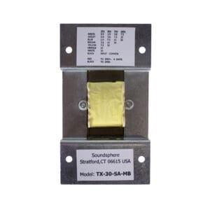 Transformer with wiring information and model details.