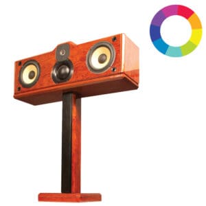 Wooden speaker on a stand, color wheel.