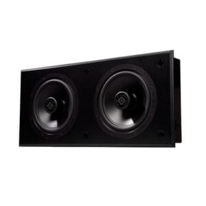 Dual black in-wall speaker with cones.