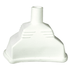 White ceramic lamp holder on black background.