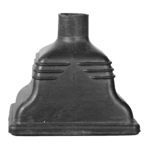 Black rubber automotive gear shift boot.