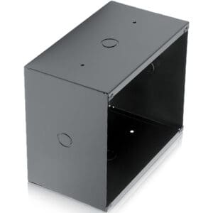 Black metal electrical enclosure box.
