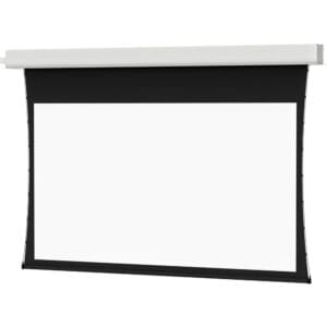 Projection screen with black border and casing.