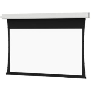 Projector screen with black border and casing.