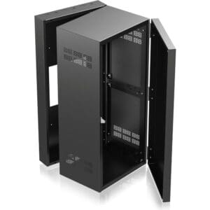 Black open network server cabinet enclosure.