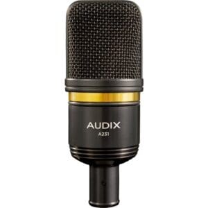 Black and gold Audix A231 microphone.