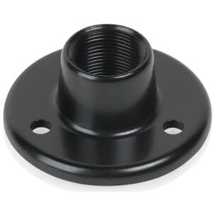 Black metal wall flange with holes.