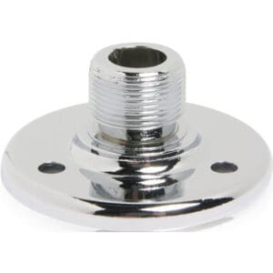 Chrome flange with threaded pipe fitting.