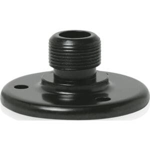 Black metal threaded pipe flange fitting.