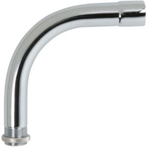 Chrome shower arm pipe with threaded end.