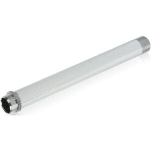 Metal pipe with threaded ends.