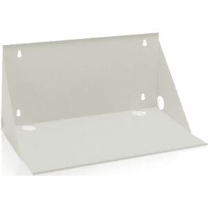 White metal wall-mounted shelf bracket.