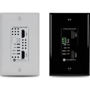 White and black HDMI wall plates.