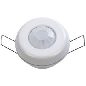 Motion sensor with white circular design.