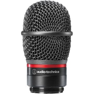 Audio-Technica microphone head with mesh grille.