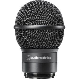 Audio-Technica microphone head with mesh grille.