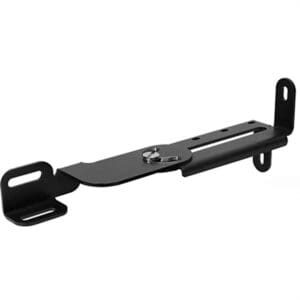 Black adjustable metal mounting bracket.