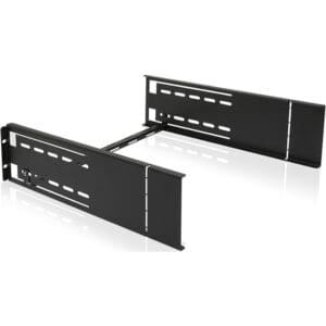 Black adjustable wall mount bracket for equipment.