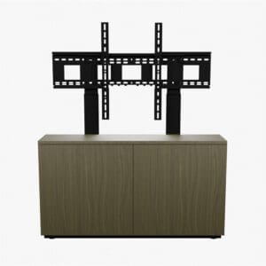 TV stand with mount and cabinet.
