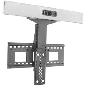 Soundbar mounted on a wall bracket.