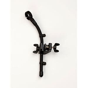 Black adjustable microphone gooseneck with clamp.