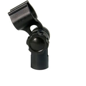 Microphone clip with adjustable knob, black.