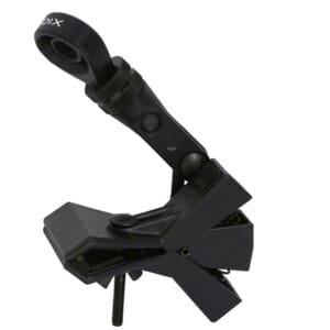 Microphone clip with adjustable clamp.
