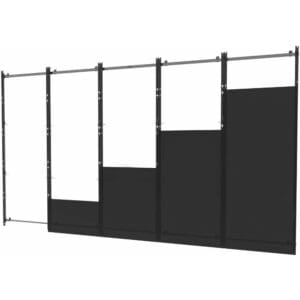 Black metal fence with transparent panels.