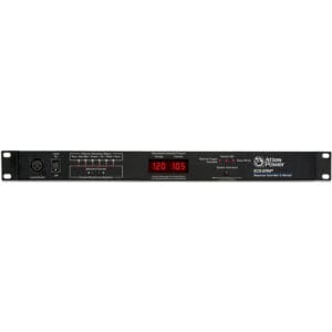 Rack-mounted power conditioner with digital display.