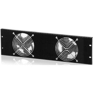 Black dual fan rack mount panel.