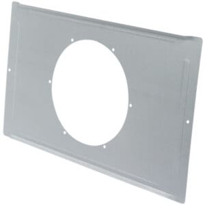 Metal panel with central circular cutout.