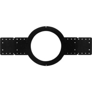 Circular black speaker mounting bracket.