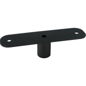 Black metal bracket with three holes.