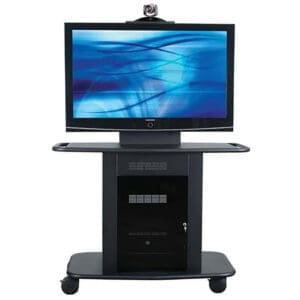 Video conferencing system with screen and camera.