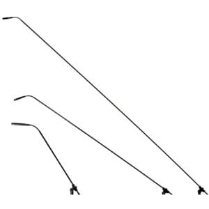 Three adjustable black gooseneck lamps.