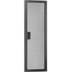 Metal cabinet door with recessed handle.