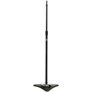 Microphone stand with adjustable height.
