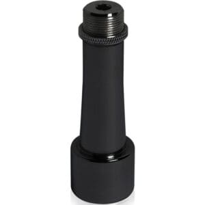 Black metal hose nozzle standing upright.