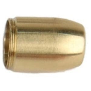 Brass bullet on white background.