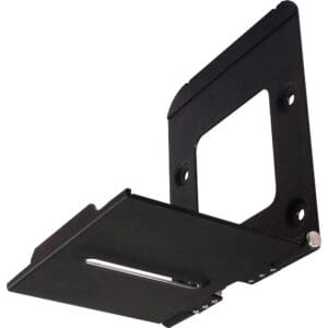 Black L-shaped metal bracket mount.