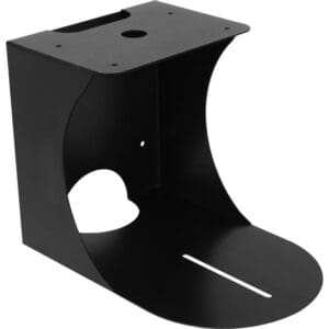 Black wall mount bracket for outdoor equipment.