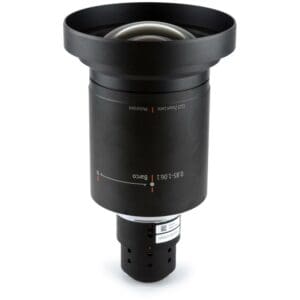 Black projector lens with wide aperture.