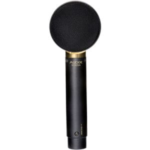 Black and gold Audix handheld microphone.