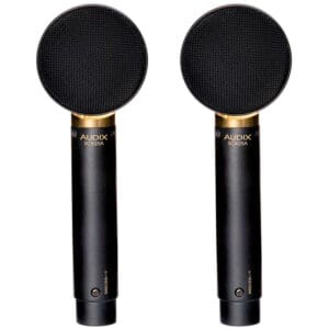 Two black Audix SCX25A microphones side by side.