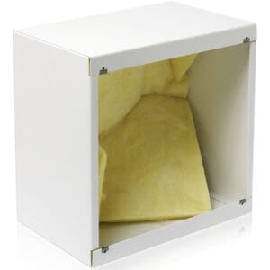 White acoustic box with yellow insulation.