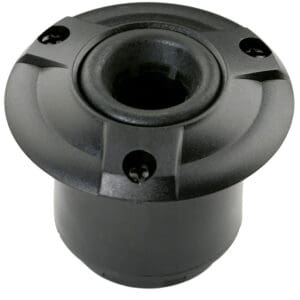 Black speaker driver with visible screws.