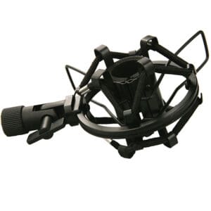 Microphone shock mount with suspension bands.